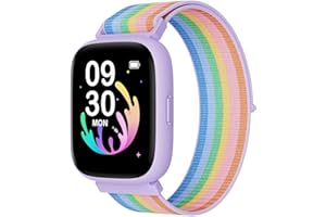 BIGGERFIVE Kids Smart Watch, 1.8" Fitness Watch Pedometer, Heart Rate, IP68 Waterproof, Sleep Tracker, Calorie Step Counter, 5 Puzzle Games with/without APP for Girls Teens 5-16, Nylon