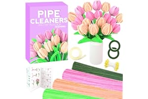 ZEIZHUBN 300 Pcs Pipe Cleaners for Craft, Pipe Cleaner Craft Set in 3 Colors, Pipe Cleaner Flower Chenille Stems with Flower Core Florist Tape, DIY Arts & Crafts Supplies for Gift Holiday Decoration (Rose)