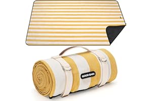 G GOOD GAIN Picnic Blanket Waterproof & Sand Proof,Beach Blanket Portable with Carry Strap, XL Large Foldable Picnic Rug Machine Washable for Outdoor Camping Party,Wet Grass,Hiking,Kids Playground