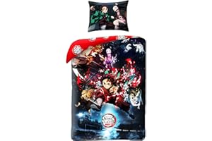 Halantex Demon Slayer - Set copripiumino 140 x 200 cm + federa, in poliestere