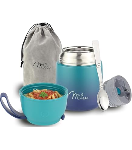 Vacuum Lunch Box Décor Thermos Alimenti Acciaio Inox - Contenitore 2 In 1 Per Cibi Caldi E Freddi 600ml Thermos Pappa Neonati