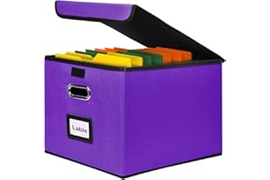 Okydoky Cajas de almacenamiento con tapa, caja colgante de tablero de fibra y papel en elegante aspecto de lino, adecuado para el hogar y la oficina, caja de almacenamiento de archivos y juguetes