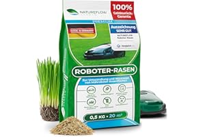 Mähroboter Rasensamen schnellkeimend 0,5kg TEST SEHR GUT - Roboter Grassamen Made in Germany - Für pflegeleichten Garten mit Natureflow Rasensaat