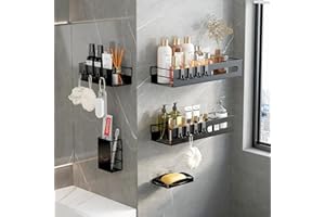 LUXYSKY est 2022 Estanteria Baño Sin Taladro -Estanteria Ducha Sin Taladro-Estante Ducha sin Taladro-Varios Modelos Disponibles-Accesorios Baño-Organizador De Baño (ETD-001-NOIR-5E-D2)