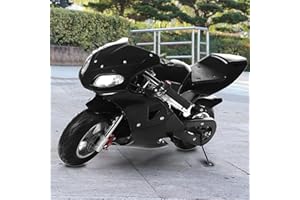 Wilitto Gas Dirt Pit Bike 49cc 2-Stroke, Off-Road Motocross Bike, Gas Pocket Pit Trail Mini Motorcycle Bike Pocket Motorbike with Front Rear Disc Brakes, Racing Max Speed 40KM/H (Black)