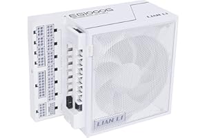 Lian Li EDGE Gold 1000W PC Power Supply White, 1000 Watt ATX PSU, PCIe 5.1, ATX 3.1 PSU | 80 PLUS Gold, modular, Sleeved Cable Kit, 12VHPWR for NVIDIA RTX, quiet fan, USB hub & fan hub