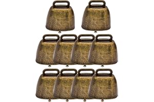 KGDUYC Juego de 3 Campanas de Metal de Estilo Antiguo para Vaca, Caballo, Oveja, Cobre, Ganado, Campanas de latón, Campanas de Metal para Mascotas, Cencerro, campanillas (10, Bronce)