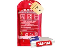 JVANTE Feuerlöschdecke DIN EN 1869:2019 – 1x1mHochwertige Sicherheits-Fiberglas-Decke für Fettbrände, Auto, Küche, Schule, Kamin, Grill, Büro, Garage & Werkstatt (1m*1m)