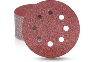 Maveek 50 Pieces Sanding Discs 8 Holes 40 Grit 5 Inch Hook and Loop Sandpaper Assortment for Random Orbital Sander