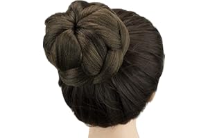 IMISSU Moño Bailarina Trenzado Postizos de rosquilla para cubrir el cabello Moño para el cabello Scrunchie Peluca Updo para mujer (M1 Mezcla Marrón)