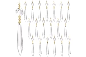 Belle Vous Przezroczyste Kryształowe Zawieszki do Żyrandoli w Kształcie Sopli (20 Szt.) - 11,5 cm - Koraliki Dekoracyjne do Żyrandoli, Pryzmatów, Łapacza Słońca DIY, Ozdoby Wesele/Boże Narodzenie