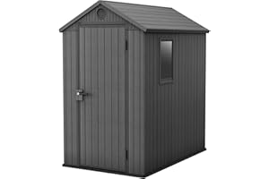 Keter Casetta da giardino Darwin 4x6, Finitura Effetto Legno Naturale, Grigia, 126x184,5x205 H Cm
