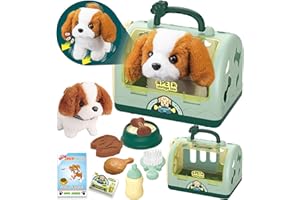 STAY GENT Toy Dogs for Kids Pet Care Role Play Toys Set 12Pcs Robot Dog Toys Feeding Grooming Vet Set for Kids with Electronic Walks Barks Dog & Cage Toys Gifts for Girls Boys 2 3 4 5 6 7 8 Years Old