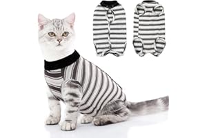 ASENKU Katzenbody nach OP,Katze Kleidung,Katzenbody Nach Op Kastration Leckschutz Postoperative Kleidung Suit für Bauchwunden oder Hautkrankheiten-S-Koralle,Katze Halskrause Alternative, Schwarz,S