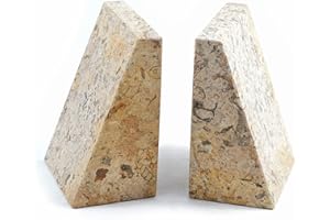 BRITISH FOSSILS Himalayan Marble Bookends (Fossilstone Wedge Bookends)