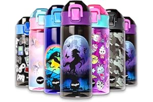 fringoo - Luna Unicorno - Borracce senza BPA - Borraccia in paglia nera - Borraccia riutilizzabile - 600 ml / 20 Oz