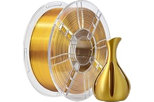 iBOSS PLA Plus (PLA+) Shiny Silk 3D Printer Filament 1,75 mm Silk PLA + 1,75 Dimension Accuracy +/- 0,02 mm, Bobine de 1 kg (2,2 kg) pour imprimante 3D FDM (Silk Gold)
