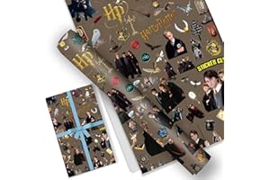 Bonamana Lot de 5 feuilles de papier cadeau Harry Potter - 51 x 75 cm - Papier kraft durable - Pour anniversaire d'enfant - Décoration festive (rétro multi-rouleaux)