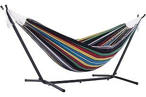 Vivere UHSDO8-27 - Hamaca con soporte incluido, multicolor, 250 cm, doble, diseño Rio Nacht