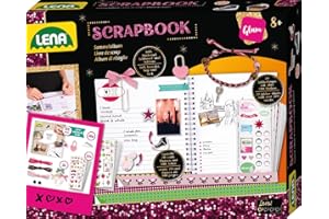 Lena 42331 - Bastelset Scrapbook groß, Komplettset mit Sammelalbum, Schloss, 22 Stickerbögen mit 370 Motiven, Fotoecken, Klammerschleifen und Zubehör für Armbänder, Kreativset für Kinder ab 8 Jahre