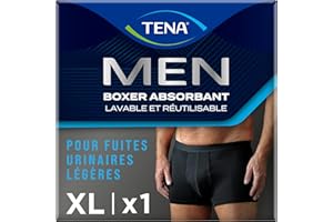 TENA Men - Caleçon de Protection Lavable Homme - Pour les Fuites Urinaires Légères - Coupe Classique - Noir - XL