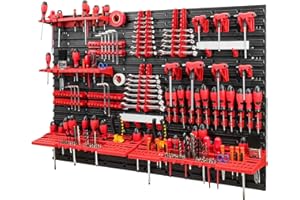 Mur à outils - 1152 x 780 mm - Set de supports à outils avec panneau perforé - Système de rangement mural - Étagère murale d'atelier