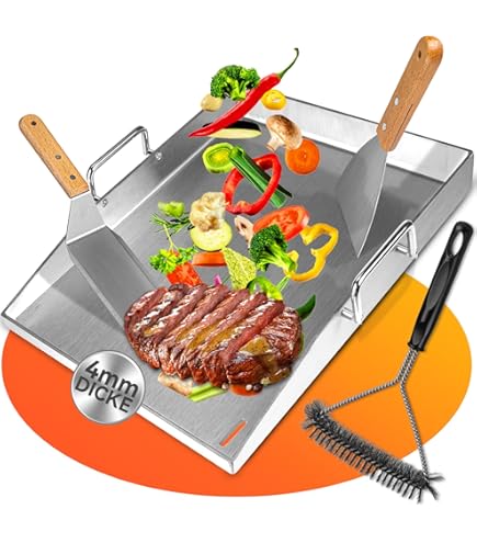 Plancha In Acciaio Inox 40,5x31cm Spessore 5mm - Perfetta Per Griglie A Gas E Carbone - Foto 9