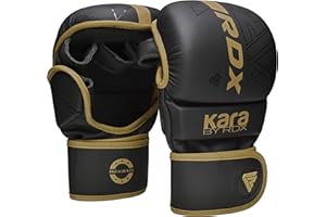 RDX MMA Gloves Sparring Grappling, Open Palm Martial Arts Mitts, Men Women Adults & Kids, Adjustable Wrist Support Maya Hide Leather, Cage Fighting Combat Boxing Training Muay Thai Punching Bag