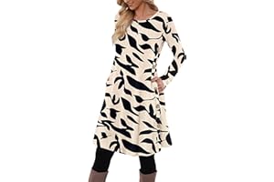 MOLERANI Robe Pull pour Femme à Manches Longues Robe Tunique boutonnée décontractée avec Poches