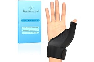 DAUMENFREUND© Premium Daumenbandage Rechts & Links - NEUHEIT 2025 - Daumenschiene Handschiene Daumenorthese Handbandage Handgelenk EXTRA STABIL - Orthese Daumensattelgelenk Bandage Daumen Daumenstütze