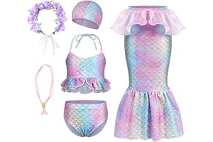 KumSoomliy Girls Swimming Costume Mermaid Swimsuit for Kids Girls Mermaid Swimwear Bathing Suit Surfing Swimming Princess Bikini Set Mermaid Costume Cosplay for Children Beach Holiday Swimwears