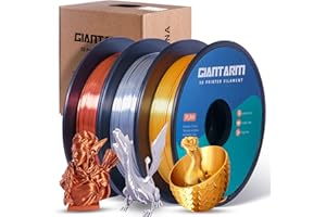 GIANTARM Silk PLA Filament 1.75mm, Filament PLA pour imprimante 3D, bobine de 1kg, Silk or argent cuivre