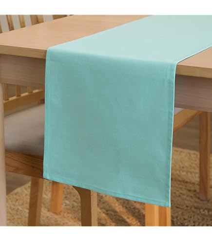 Runner Da Tavola 100% Cotone 45x120cm - Alta Qualità, Lavabile, Per Feste E Eventi, Colore Azzurro Cielo - Foto 7