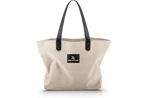 Emma Jonasson Shopper Damen - Schultertasche mit Reißverschluss und Innentasche - Aesthetic tote bag, Stofftasche, große Handtasche, Canvas Tasche