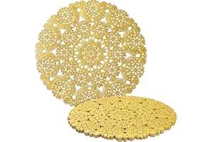 Juvale Round Medallion Doilies, Pack of 60, 25.4 cm, Gold Lace Paper