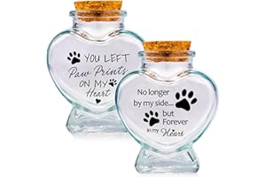 GREDSTAR 2 Pcs Memorial Bottle for Pet Hair Memorial Urns Glass Bottles for Pet Ashes Pet Fur Keepsake Jar Sympathy Gifts for Loss of Dog Cat (1pc No longer+1pc You Left Paw Prints)