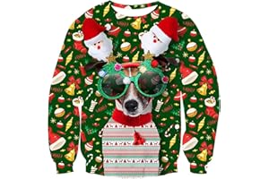 Générique Pull De Noël Enfants Pulls Moche Noel Sweatshirt Garçon Sweat-Shirt Enfants Drôle Funky Col Rond Style Fête Décontracté Pull Sweatshirt d'hiver 3-12 Ans