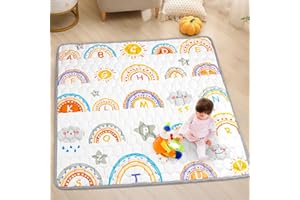 Funsland Mata do raczkowania dla niemowląt, wodoodporna, 127 x 127 cm, mata do raczkowania dla niemowląt, antypoślizgowa, nie zawiera substancji szkodliwych, bawełniana, składana, dywan dla niemowląt,