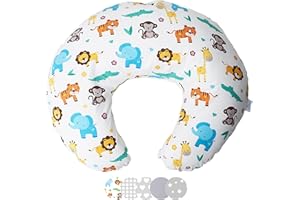 Niimo Nursing Pillow - 100% Cotton Cover with Siliconised Polyester Fibre Filling for Ergonomic Support, 100% Machine-Washable Feeding Pillow (Jungle)
