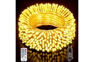 Buudala Luci Albero di Natale, 43.2M/141.73FT 320 LED Luci Natalizie da Esterno ed Interno, 8 Modalità con Funzione Memoria e Telecomando Luci di Natale per Giardino, Balcone, Festa - Bianco Caldo