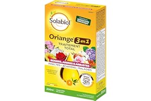 SOLABIOL Oriange Traitement Total 3 en 1 - Insectes Acariens Maladies - 200ml - 50L De Solution - Rosiers Arbres & Arbustes - A Base d’Huile Essentielle d'Orange Douce SOTOTORN200