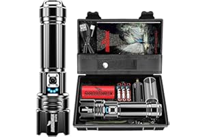 Shadowhawk Taschenlampe Led 500000 Lumen, Extrem Hell Taschenlampe USB Aufladbar Taktische Taschenlampen Mit holster XHP70.2, IP67 Wasserdicht 5 Lichtmodi für Camping Wandern Notfälle