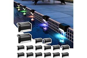 Solpex Paquete de 16 luces solares impermeables para escaleras al aire libre, escalones, vallas, patio, camino (negro, cambio de color)