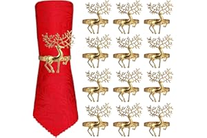 YODOOLTLY Weihnachtsserviettenringe - 12 Stück Weihnachts-Serviettenringhalter aus Legierung, Haushaltsserviettenschnalle für Tischdekoration, Hochzeit, Weihnachten, Party-Abendessen, Thanksgiving