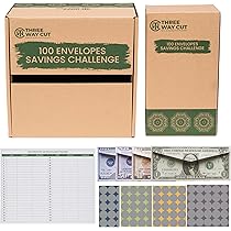 100 Day Envelope Challenge Kit. Money Saving Box Shows How To Save