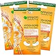 3x Garnier SkinActive Maschera Contorno Occhi Anti-Fatica con Succo d'Arancia e Acido Ialuronico per Occhi Spenti e Stanchi E