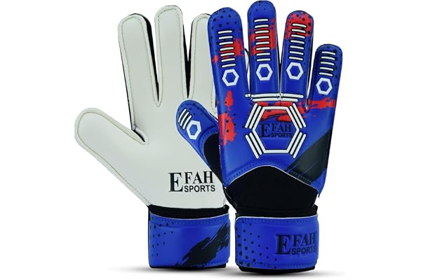 EFAH SPORTS Gants de gardien de but de football pour enfants, garçons, enfants, jeunes gants de gardien de but de football avec paume forte adhérence