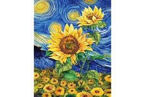 TISHIRON Paint by Numbers for Adults Beginners DIY Flowers Van Gogh Sunflower Adult Paint by Number Kits On Canvas Acrylic Paint Drawing Paintwork with Paintbrushes Oil Painting 16x20 Inch