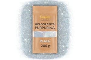 Creative Deco 200g Plata Purpurina Manualidades Pintura Pared | Brillantina Plateada Holográfica | para Decorar | Ultra-fina 0,2mm | Adición Brillo para Esmalte de Uñas Resina Epoxi Decoración