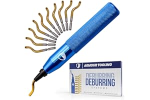 ARMOUR TOOLING - Deburring Tool Handle with 11 BS1012 Blades – Deburring kit - Suitable For Sheet Metal Hole Deburr - Stainless Steel – Copper pipe deburr - 3D Printed Plastics Hand reamer